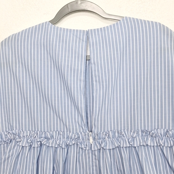 Zara TRF Blue White Striped Short Sleeve Ruffle Coastal Preppy Romper Size L - Picture 9 of 13